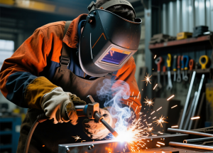 Сварщик ручной дуговой сварки плавящимся покрытым электродом